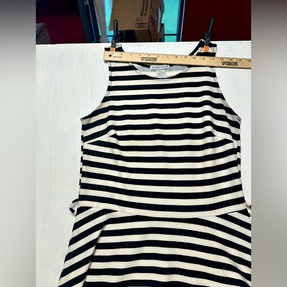 Connection 18 Black & White Striped Sleeveless Fit & Flare Dress Size Large - Picture 6 of 7